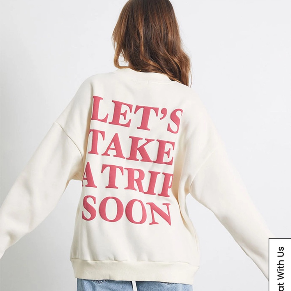 Let’s Take A Trip Soon Women's Cream Graphic Sweatshirt